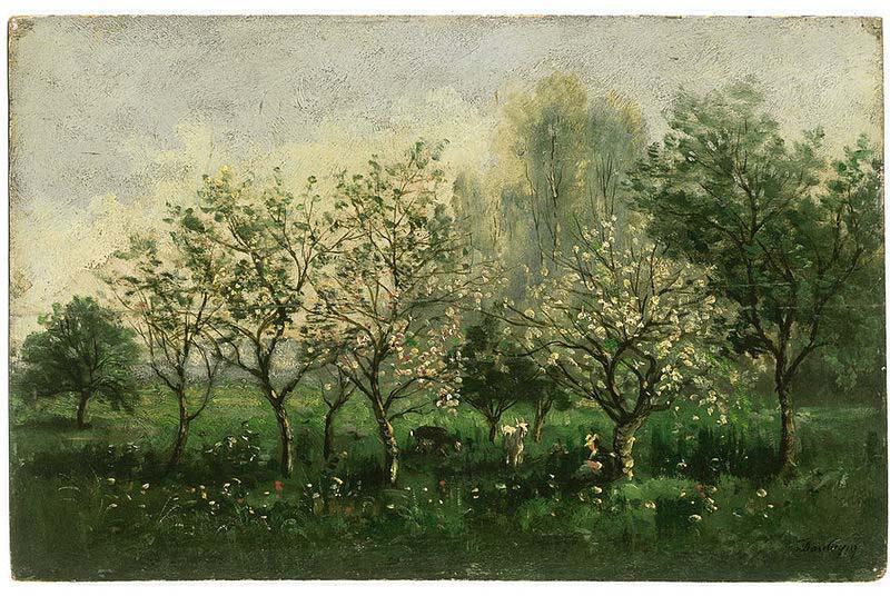 Charles-Francois Daubigny Apple Trees in Blossom